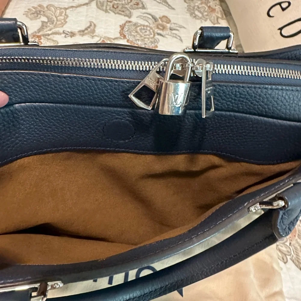 Louis Vuitton Armand Briefcase Mm Taurillon Leather Marine Blue